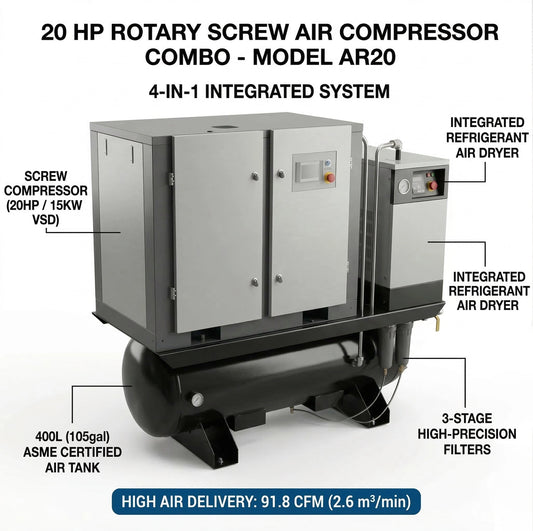 AIOLITH Ultimate Dry Ice Blasting System. 20HP VFD Compressor + AI30 Blaster. One-Stop Cleaning Solution