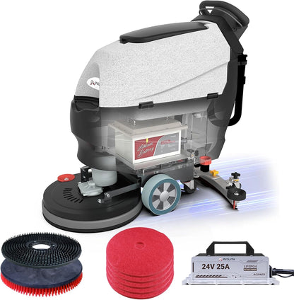 AF2013 Walk-Behind Compact Floor Scrubber – 20” Lithium Commercial Cleaning Machine