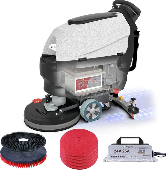 AF2013 Walk-Behind Compact Floor Scrubber – 20” Lithium Commercial Cleaning Machine