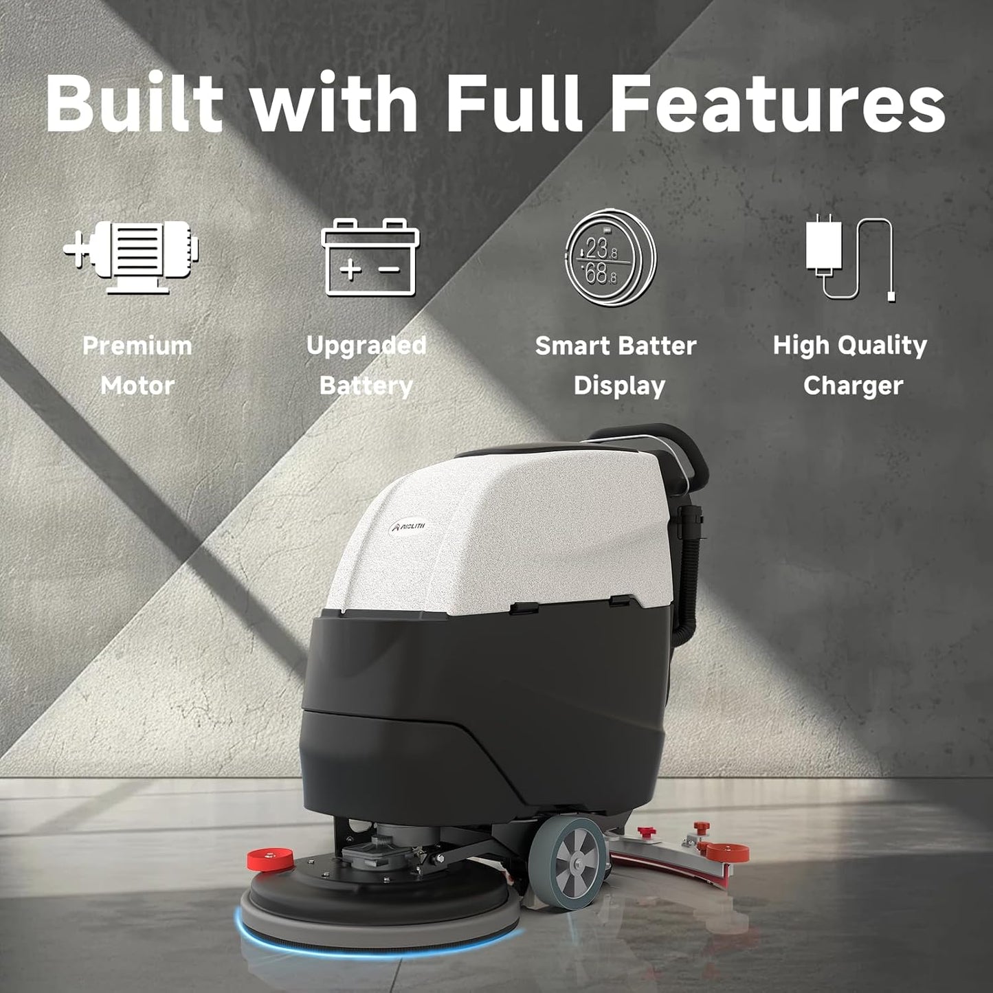 AF2217 Self-Propelled Floor Scrubber Machine, Lithium Battery, 22 in Cleaning Width, 17 Gal Tank, 38,000 sq ft/hr