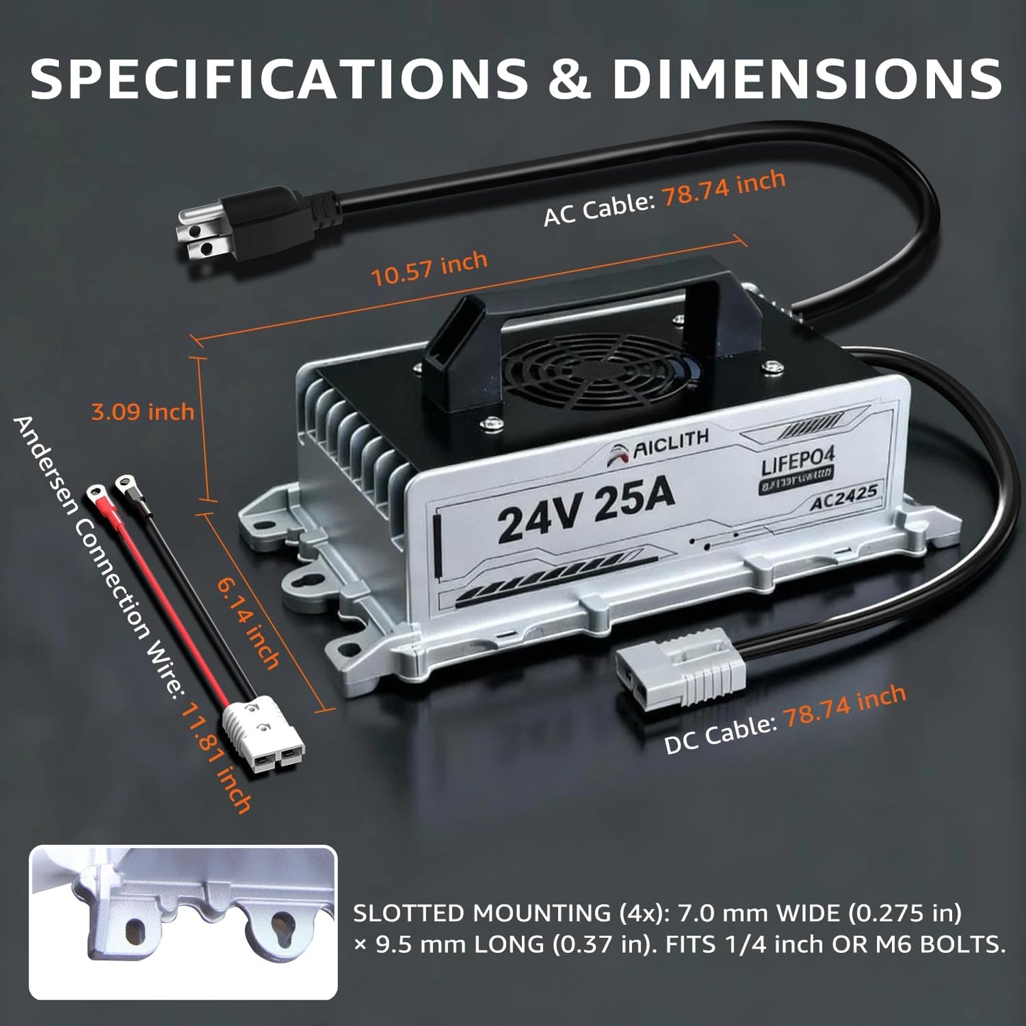29.2V 25A Charger for 24V LiFePO4 Battery, IP65 Waterproof, Golf Cart, Marine, Forklift