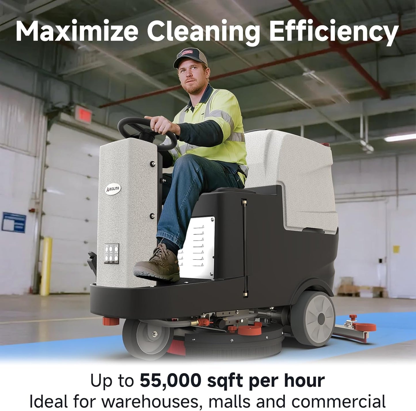 AF2225 Micro Ride-On Floor Scrubber Dryer – 22” Lithium Cleaning Machine, 25 Gal Tank