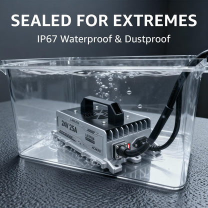 29.2V 25A Charger for 24V LiFePO4 Battery, IP65 Waterproof, Golf Cart, Marine, Forklift