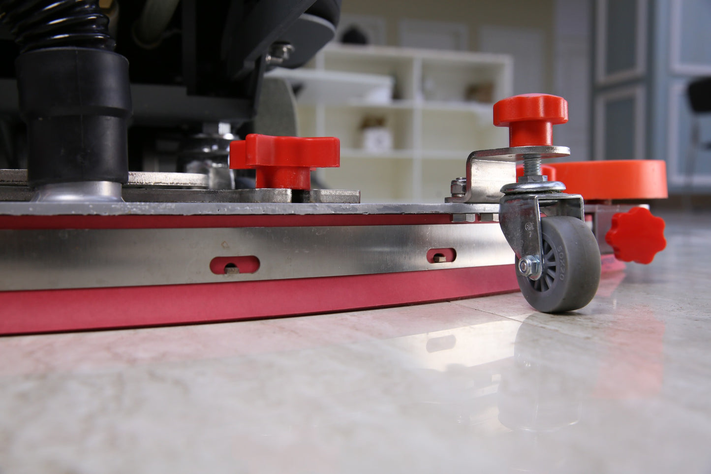 P010118 squeegee wheel installed on Aiolith AF2217 floor scrubber