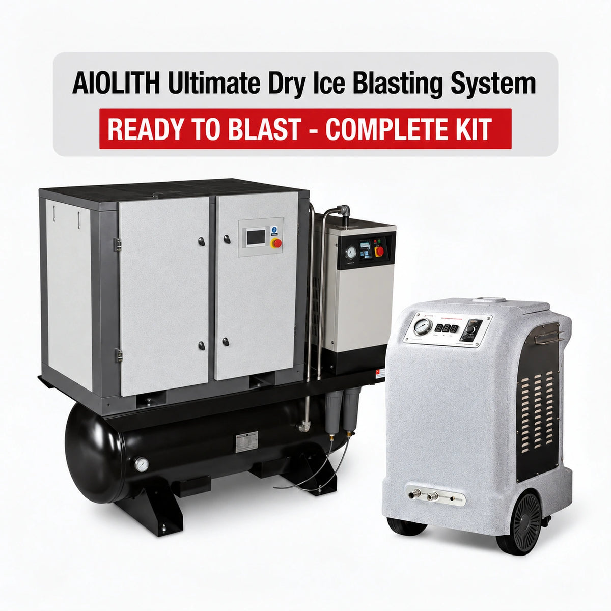AIOLITH AI30 dry ice blaster and 20 HP four-in-one rotary screw air compressor complete system, Standard Version