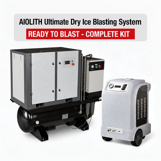 AIOLITH AI30 dry ice blaster and 20 HP four-in-one rotary screw air compressor complete system, Standard Version