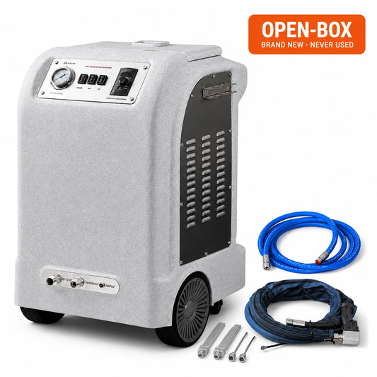 Open-box AIOLITH AI30 dry ice blaster with air inlet hose, blasting hose and five nozzles