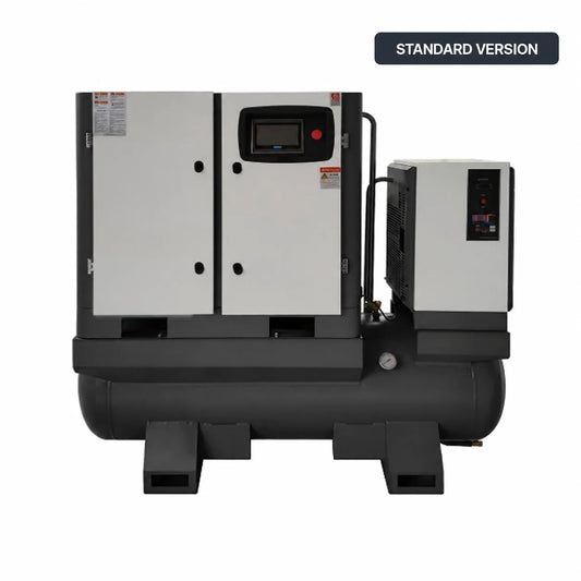 AIOLITH AR20V-COMBO standard 20HP rotary screw air compressor with 400 L air receiver, gray and white industrial compressor front view