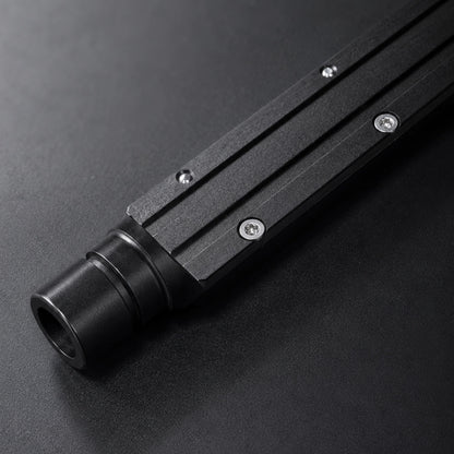 Close-up of the Aiolith DN30-F wide fan nozzle connector and aluminum body
