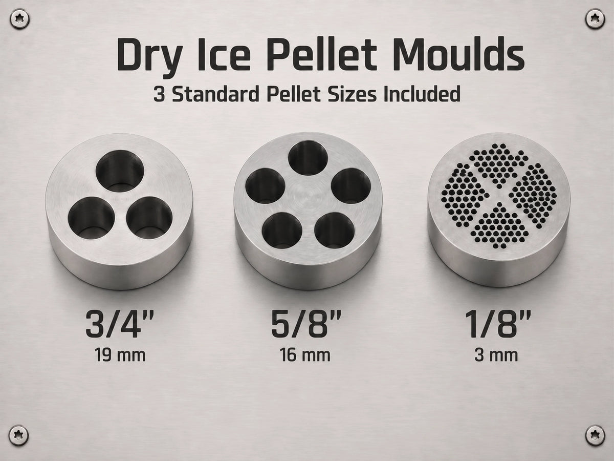 Aiolith AIP100 dry ice pelletizer molds for 3mm 16mm and 19mm dry ice pellets