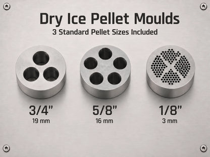Aiolith AIP100 dry ice pelletizer molds for 3mm 16mm and 19mm dry ice pellets