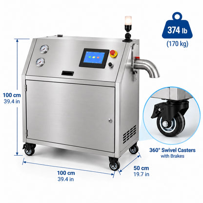 Aiolith AIP50 dry ice pelletizer dimensions 1000mm x 500mm x 1000mm with 360 swivel casters