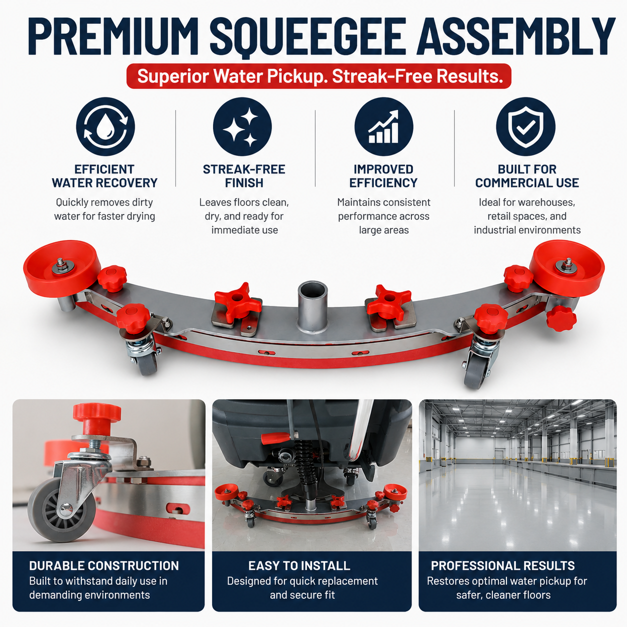 commercial floor scrubber squeegee kit
