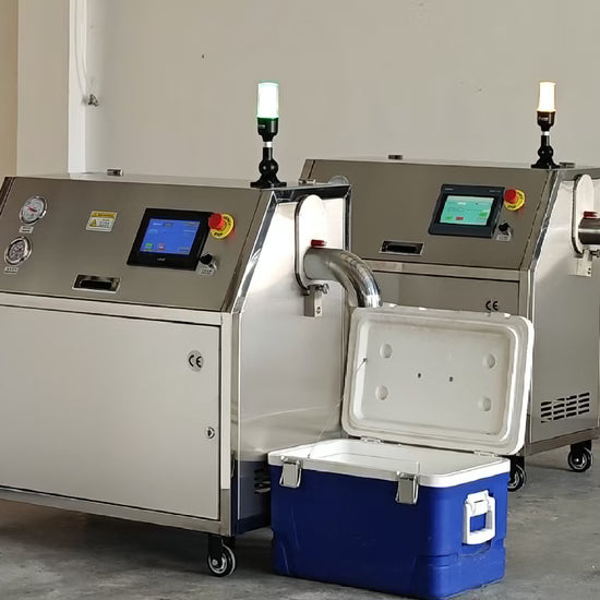 AIP50 dry ice pelletizer producing 3mm dry ice pellets